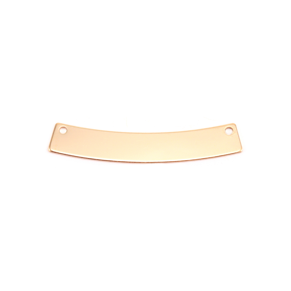 Metal Stamping Blanks Gold Filled Curved Rectangle Bar with Holes, 30mm (1.18") x 5mm (.20"), 20g